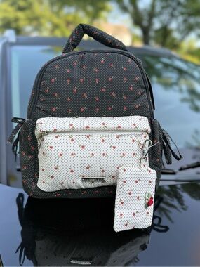 Madden Girl Black and White Polka Dot Floral Backpack with Coin Pouch😍
